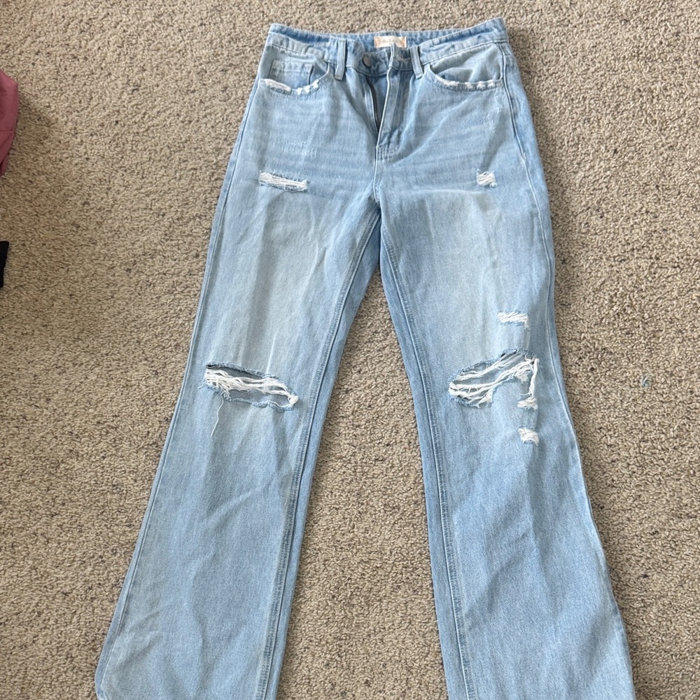 Altar'd State Light Blue Distressed Flare Jeans